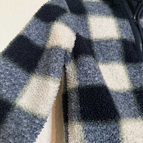 H&M Teddy Jacket Boys Blue Checkered Jersey Lined - Picture 5 of 8